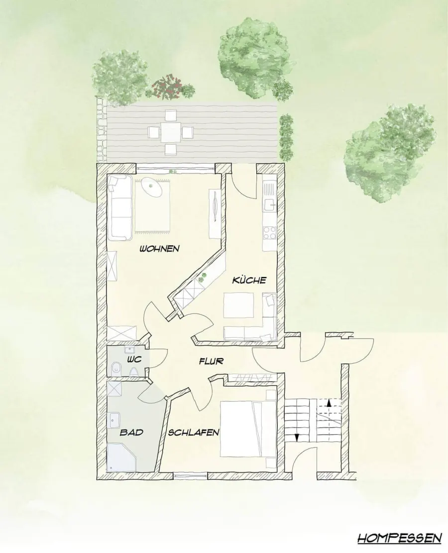 Grundriss der Ferienwohnung Hompessen